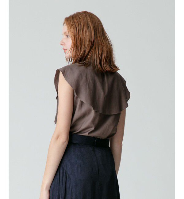 allureville「ツイルラッフルカラーノースリーブブラウス」|その他|