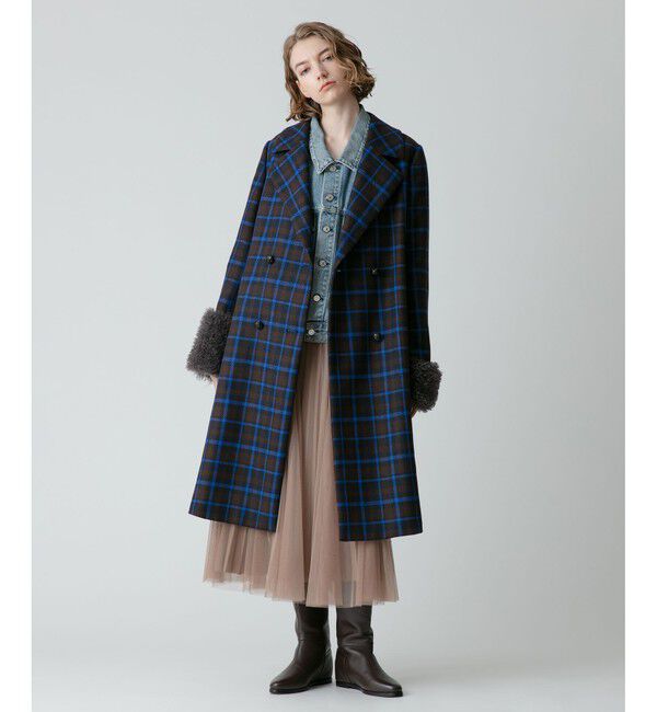 allureville「ウィンドペンチェックファーカフスコート」|ダッフルコート|