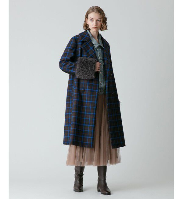 allureville「ウィンドペンチェックファーカフスコート」|ダッフルコート|