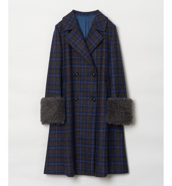 allureville「ウィンドペンチェックファーカフスコート」|ダッフルコート|