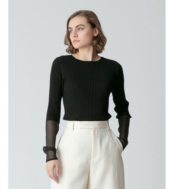 allureville「シアーカフスワイドリブプルオーバー」|ニット・セーター|