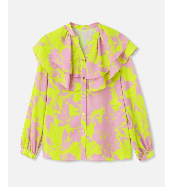 LOULOU WILLOUGHBY「【LOULOU WILLOUGHBY】ツートンフラワーラッフルブラウス」|シャツ・ブラウス|