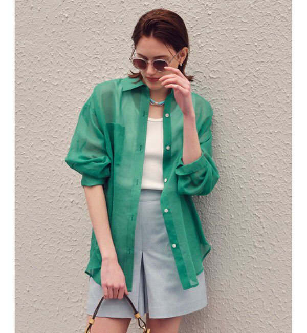 allureville「オーガンジーシアーシャツ」|シャツ・ブラウス|グリーン