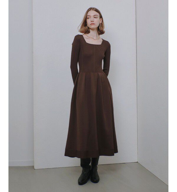 allureville「ウエストマークコクーンニットワンピース」|ワンピース|モカ