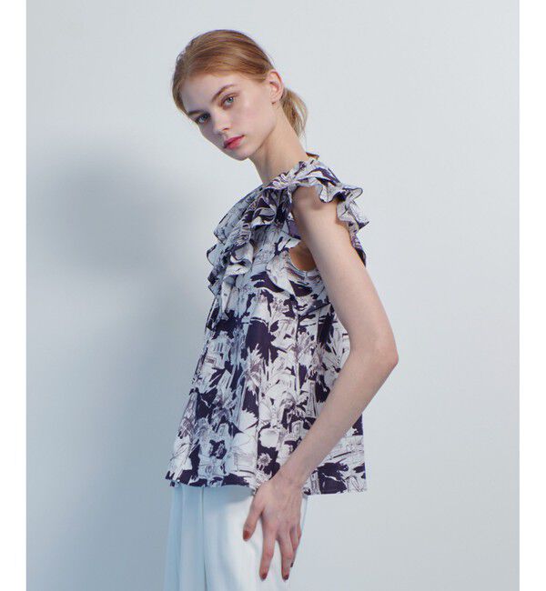 LOULOU WILLOUGHBY「【LOULOU WILLOUGHBY】サマーナイトプリントフリルブラウス」|シャツ・ブラウス|