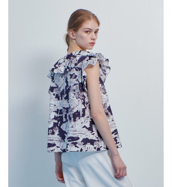 LOULOU WILLOUGHBY「【LOULOU WILLOUGHBY】サマーナイトプリントフリルブラウス」|シャツ・ブラウス|