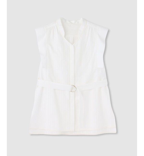 allureville「カラミストライプ切替ブラウス」|シャツ・ブラウス|ホワイト