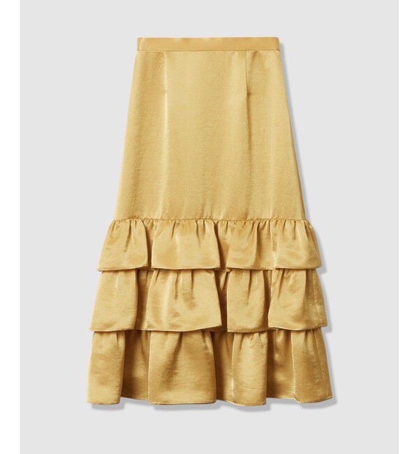 LOULOU WILLOUGHBY「【LOULOU WILLOUGHBY】トリアセサテンティアードスカート」|スカート|マスタード