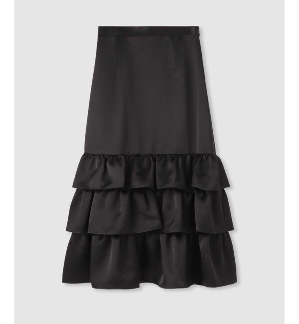 LOULOU WILLOUGHBY「【LOULOU WILLOUGHBY】トリアセサテンティアードスカート」|スカート|ブラック