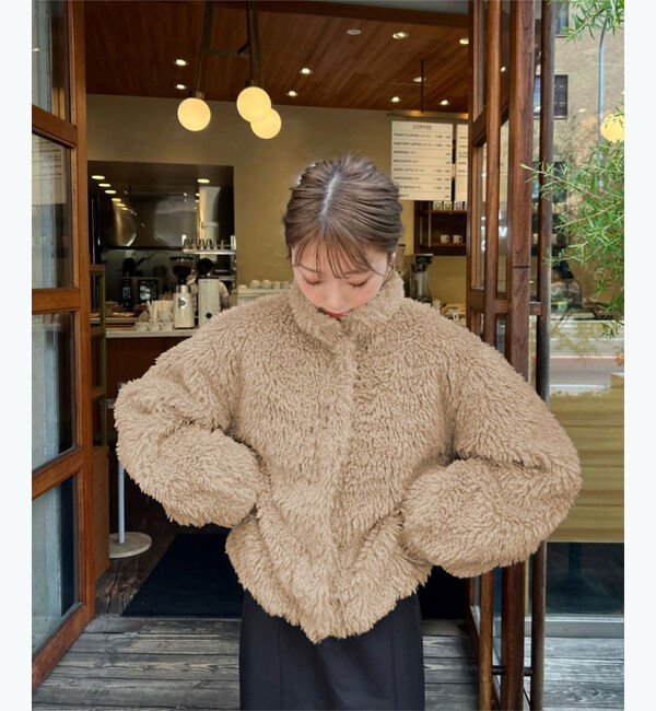 titivate「【kannaさんA/Wコラボ】プードルフェイクファーコート」|ノーカラーコート|ベージュ