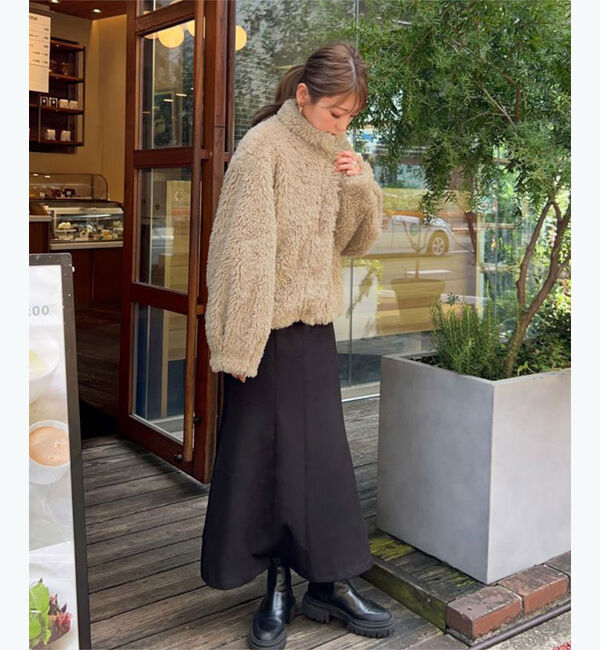 titivate「【kannaさんA/Wコラボ】プードルフェイクファーコート」|ノーカラーコート|