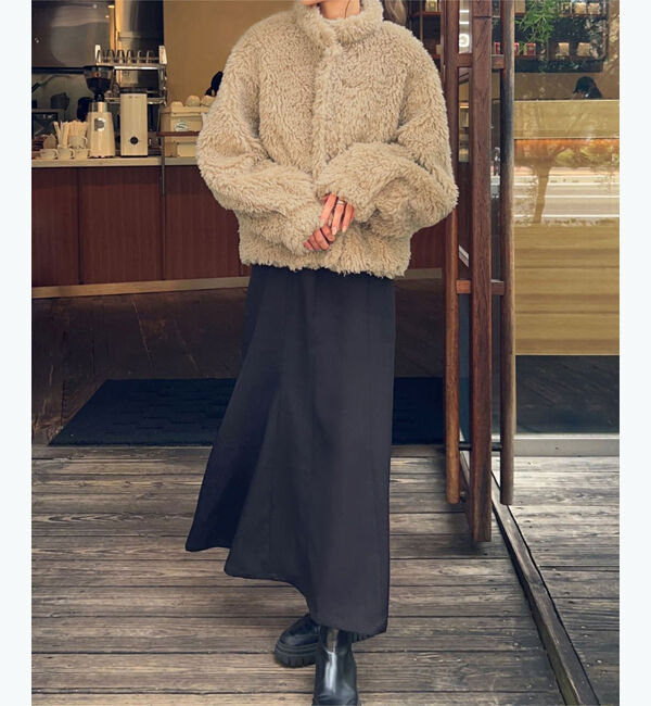 titivate「【kannaさんA/Wコラボ】プードルフェイクファーコート」|ノーカラーコート|