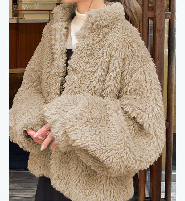 titivate「【kannaさんA/Wコラボ】プードルフェイクファーコート」|ノーカラーコート|