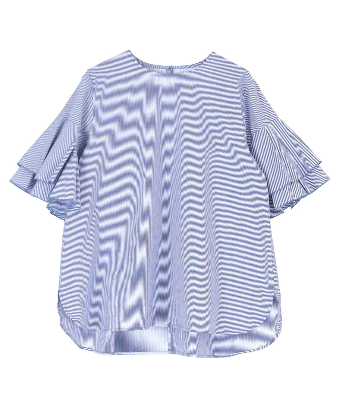 titivate「ランダムフリルデザインスリーブブラウス」|シャツ・ブラウス|ストライプ/ブルー