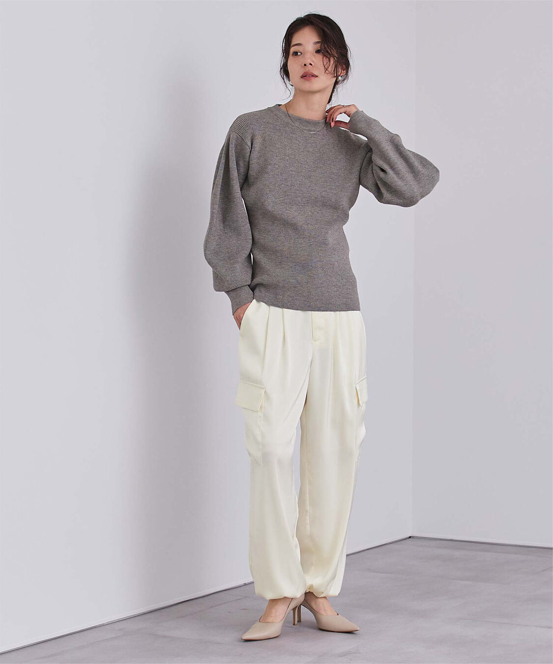 ur's「サテンパラシュートパンツ」|カーゴ|