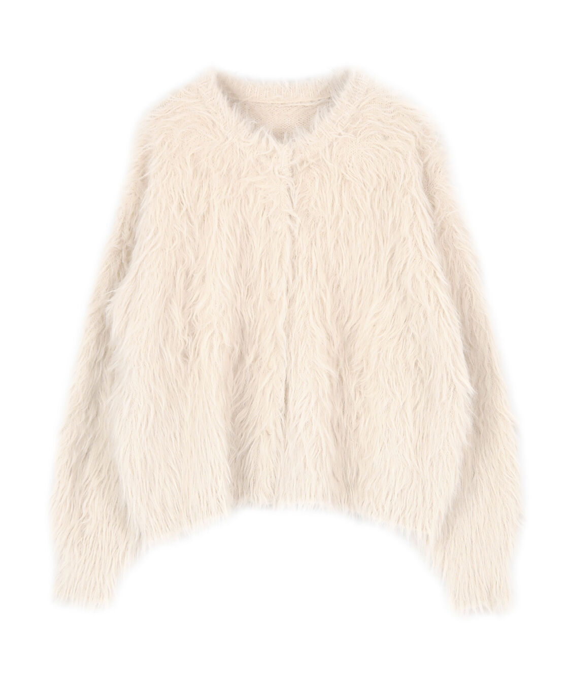 titivate「ロングシャギーニットカーディガン」|カーディガン|ライトベージュ