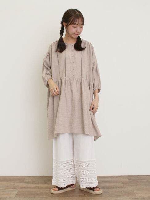 Samansa Mos2「はしごレースふんわりチュニック」|シャツ・ブラウス|