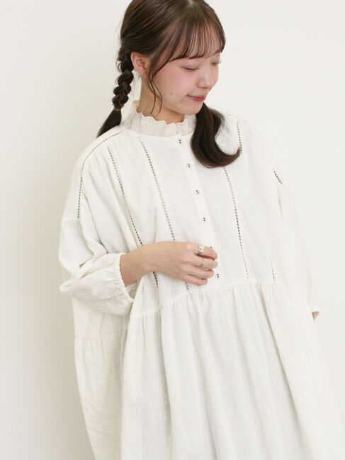 Samansa Mos2「はしごレースふんわりチュニック」|シャツ・ブラウス|