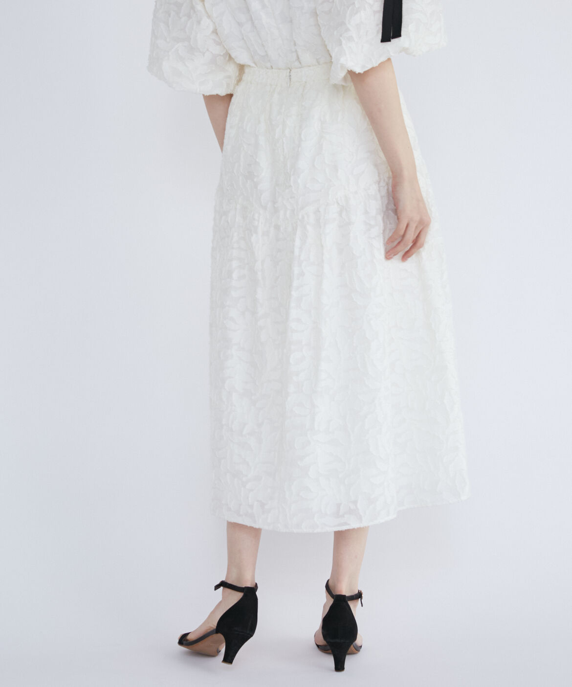 Maglie le cassetto「リーフ柄ジャガードティアードスカート」|フレア|