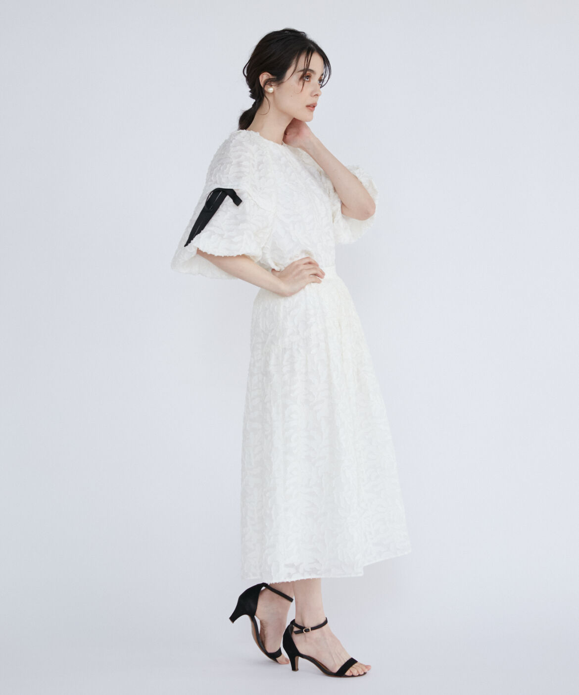 Maglie le cassetto「リーフ柄ジャガードティアードスカート」|フレア|