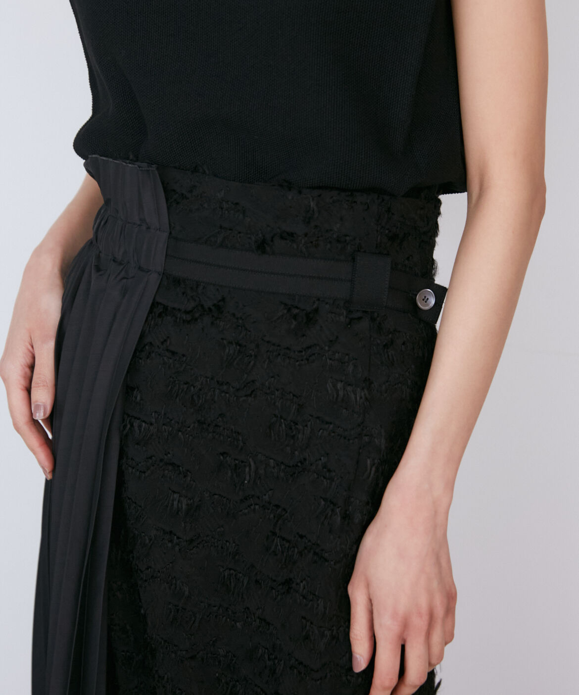 INED「千鳥格子ジャガード&times;プリーツコンビスカート《la veille by SUPERIOR CLOSET》」|スカート|