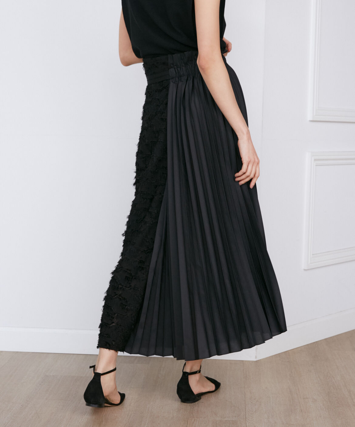 INED「千鳥格子ジャガード&times;プリーツコンビスカート《la veille by SUPERIOR CLOSET》」|スカート|