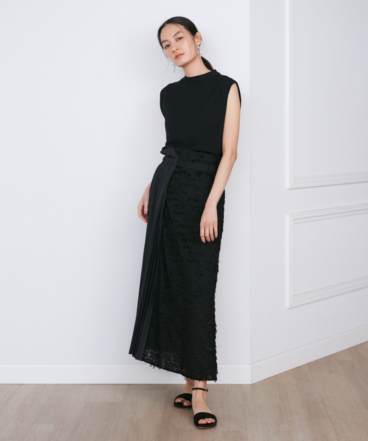 INED「千鳥格子ジャガード&times;プリーツコンビスカート《la veille by SUPERIOR CLOSET》」|スカート|