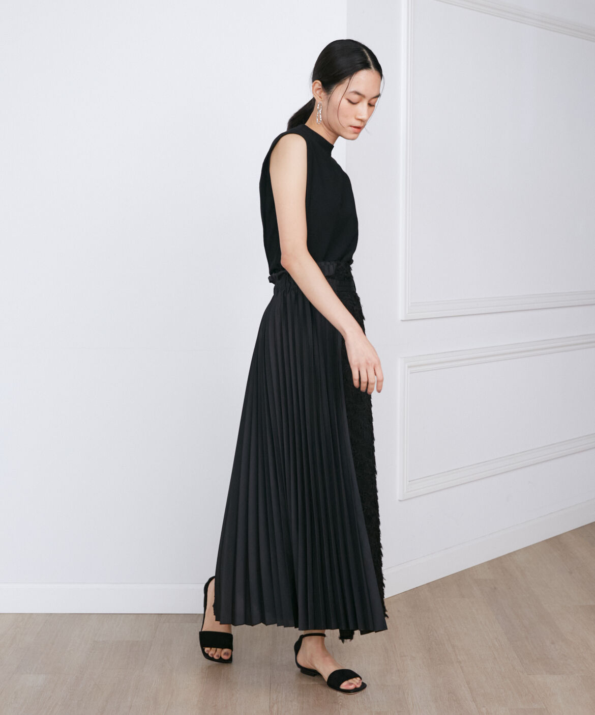 INED「千鳥格子ジャガード&times;プリーツコンビスカート《la veille by SUPERIOR CLOSET》」|スカート|