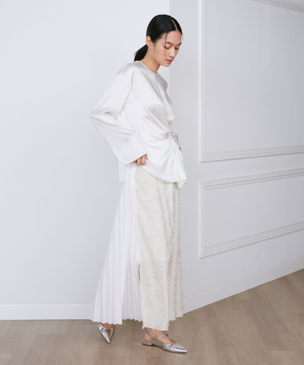 INED「千鳥格子ジャガード&times;プリーツコンビスカート《la veille by SUPERIOR CLOSET》」|スカート|