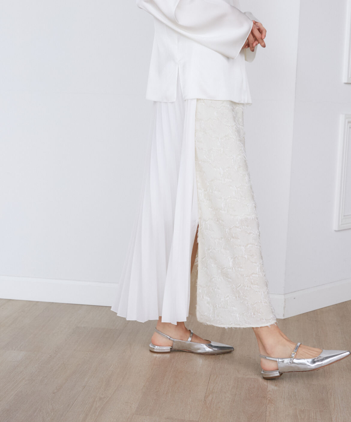 INED「千鳥格子ジャガード&times;プリーツコンビスカート《la veille by SUPERIOR CLOSET》」|スカート|