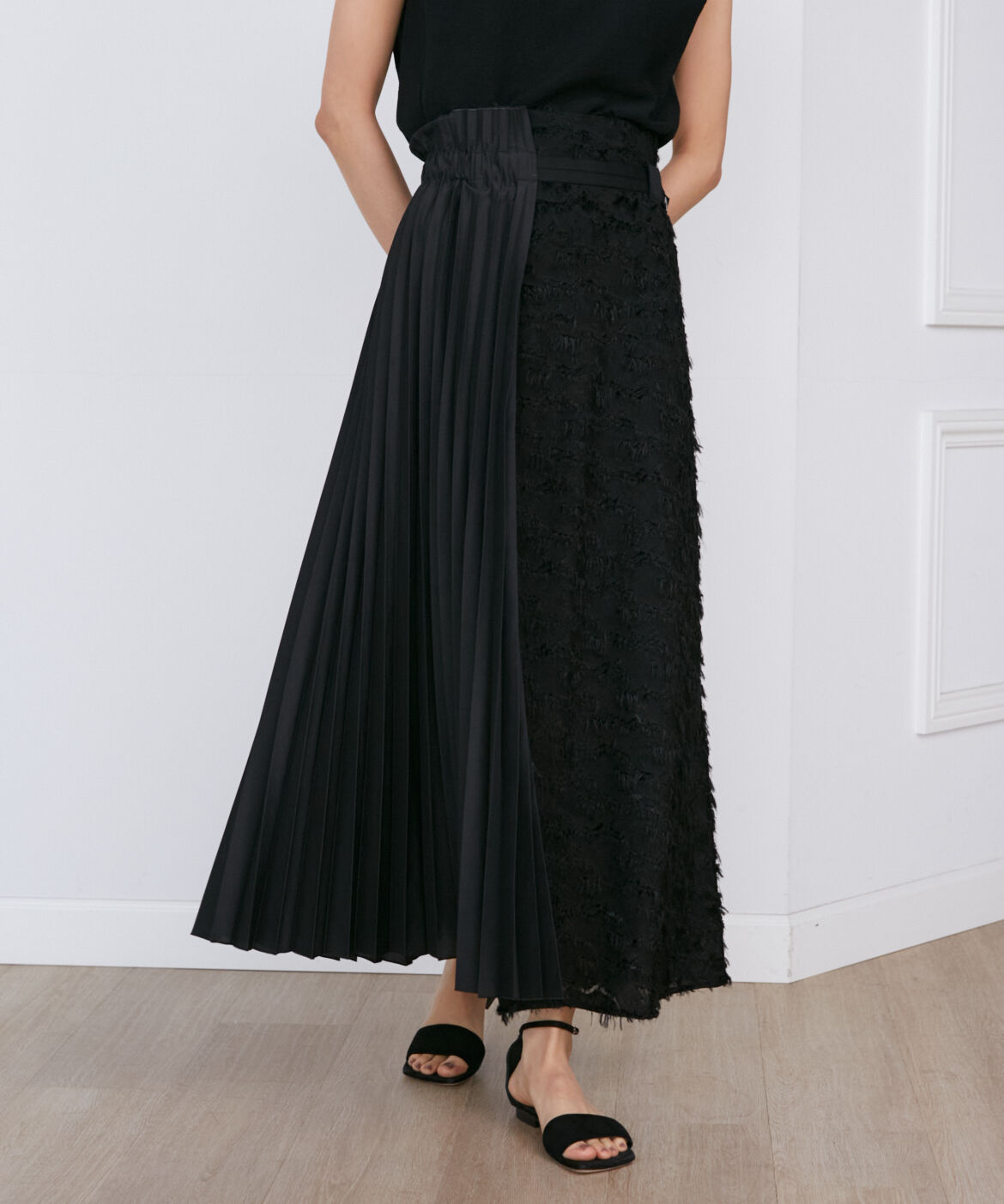 INED「千鳥格子ジャガード&times;プリーツコンビスカート《la veille by SUPERIOR CLOSET》」|スカート|