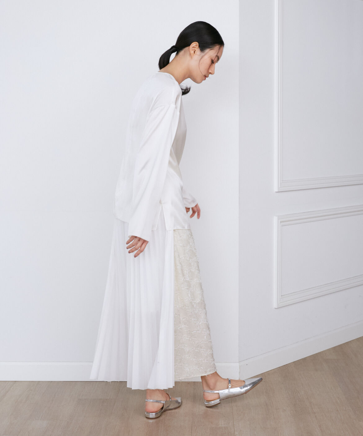 INED「千鳥格子ジャガード&times;プリーツコンビスカート《la veille by SUPERIOR CLOSET》」|スカート|