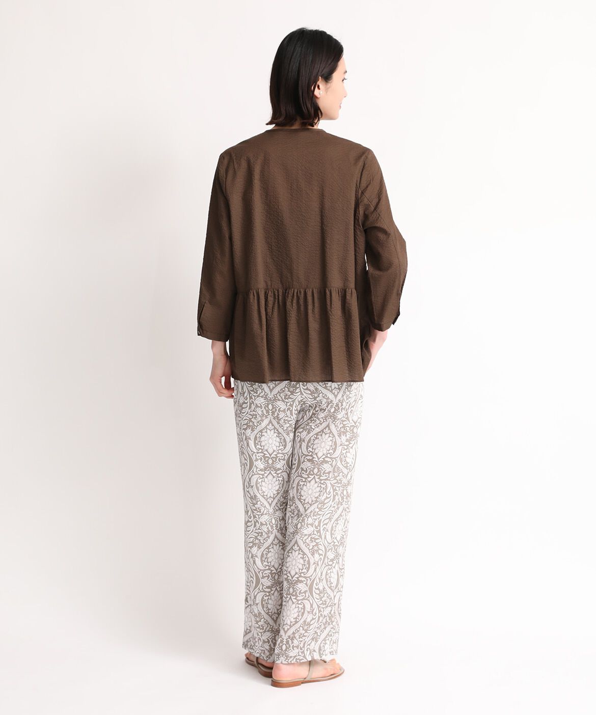 7-IDconcept.「《大きいサイズ》コットンペプラムギャザーブラウス」|シャツ・ブラウス|