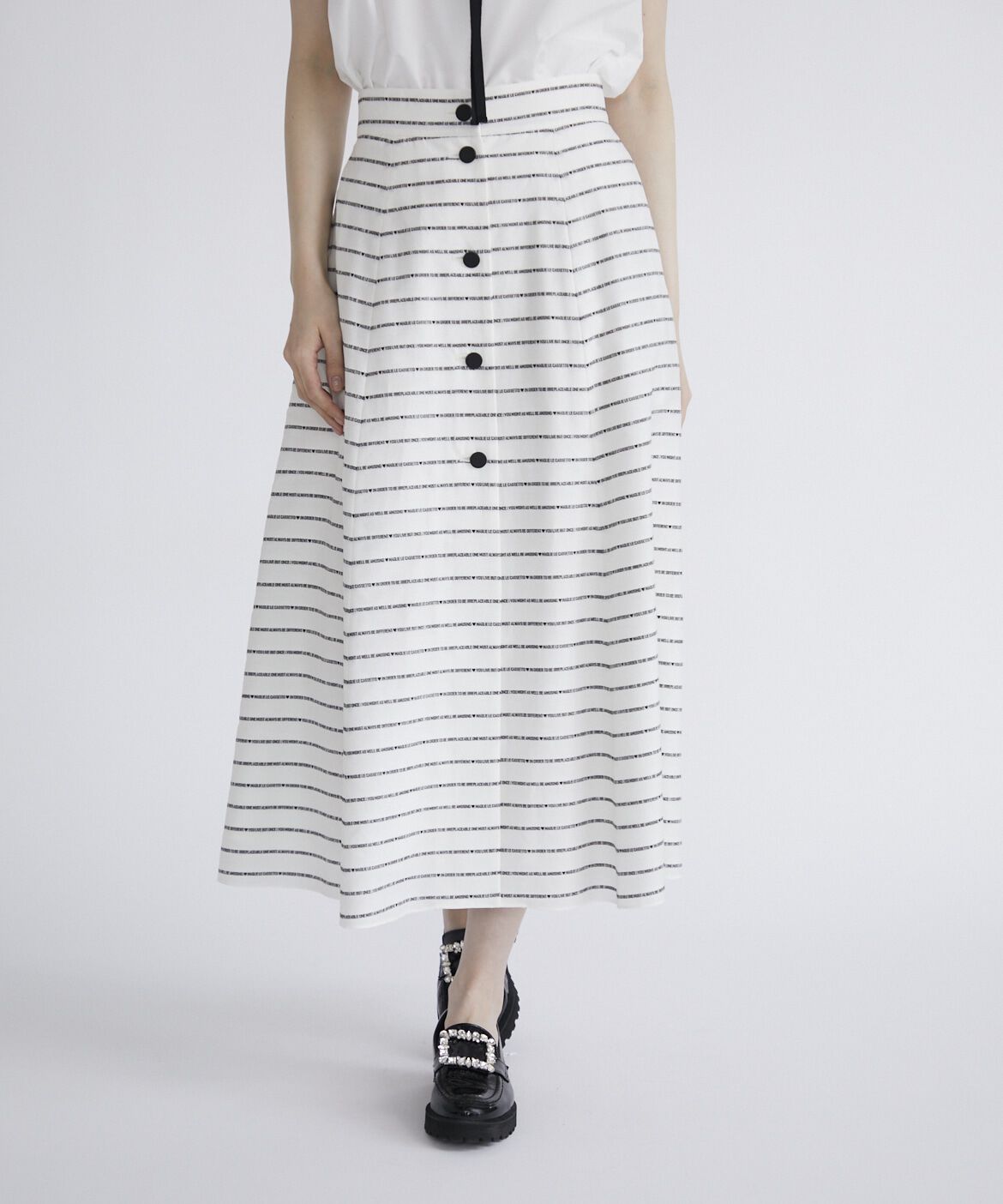 Maglie le cassetto「メッセージボーダージャガードスカート」|フレア|