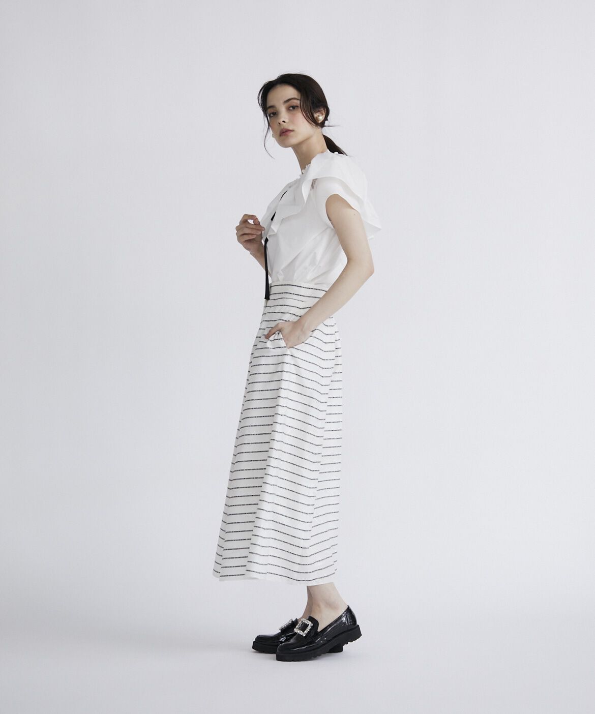 Maglie le cassetto「メッセージボーダージャガードスカート」|フレア|