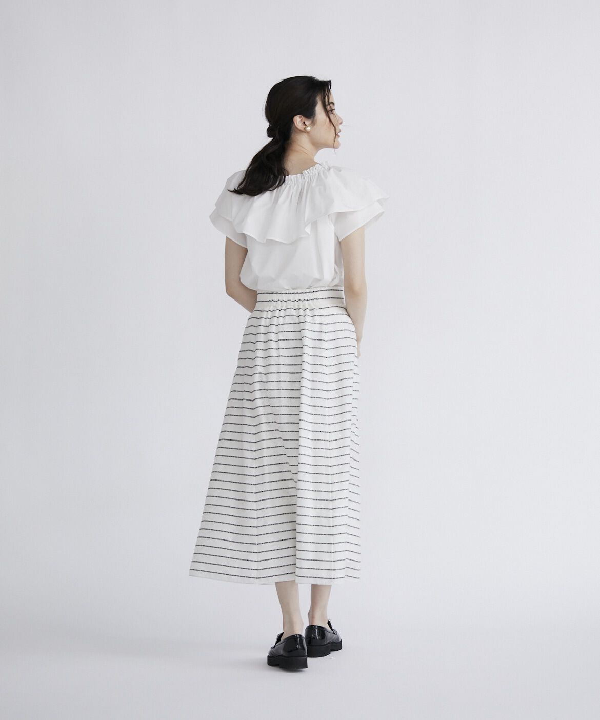 Maglie le cassetto「メッセージボーダージャガードスカート」|フレア|