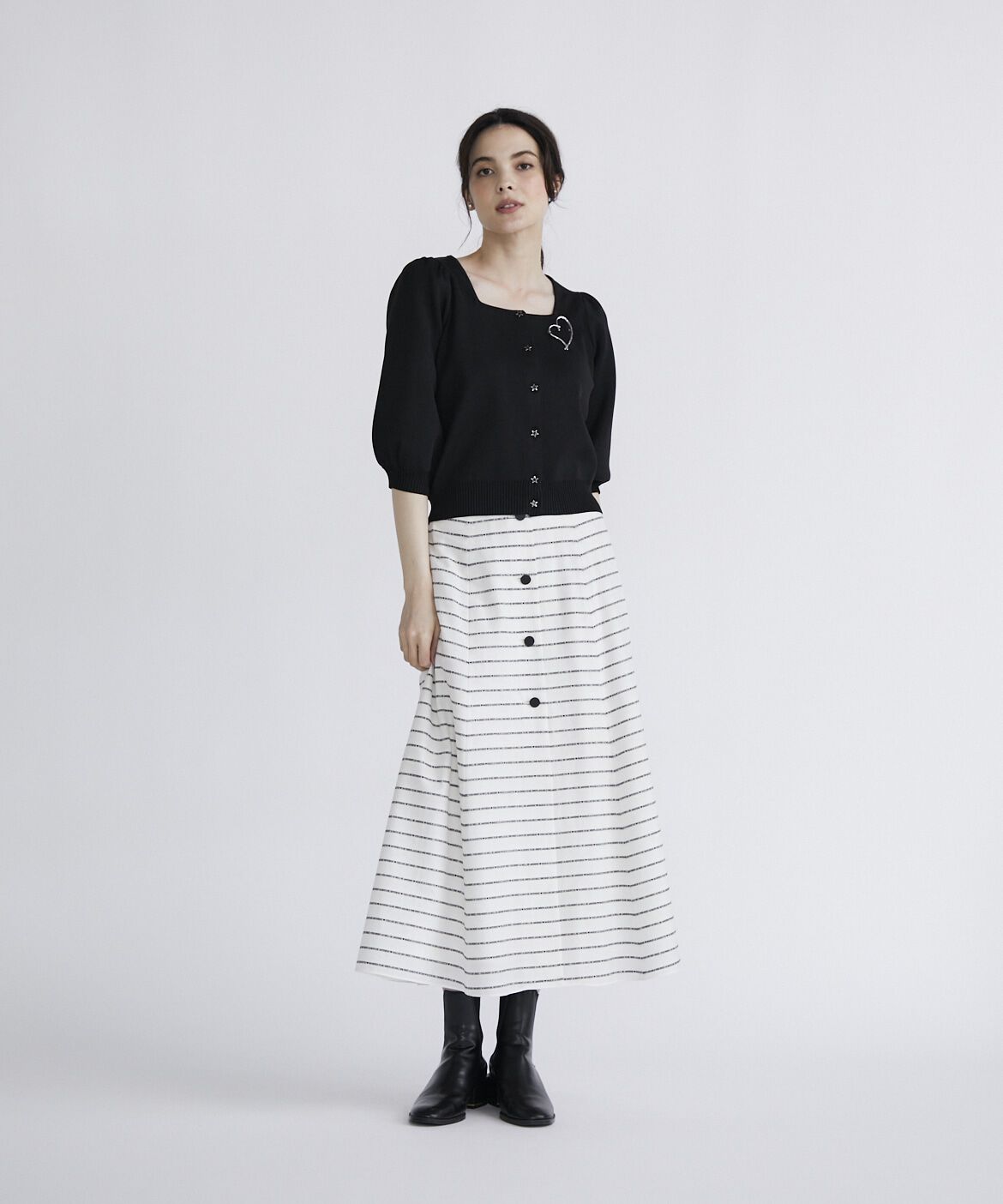 Maglie le cassetto「メッセージボーダージャガードスカート」|フレア|