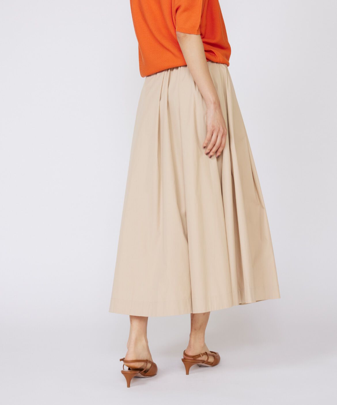 INED「《大きいサイズ》タックスカート」|フレア|