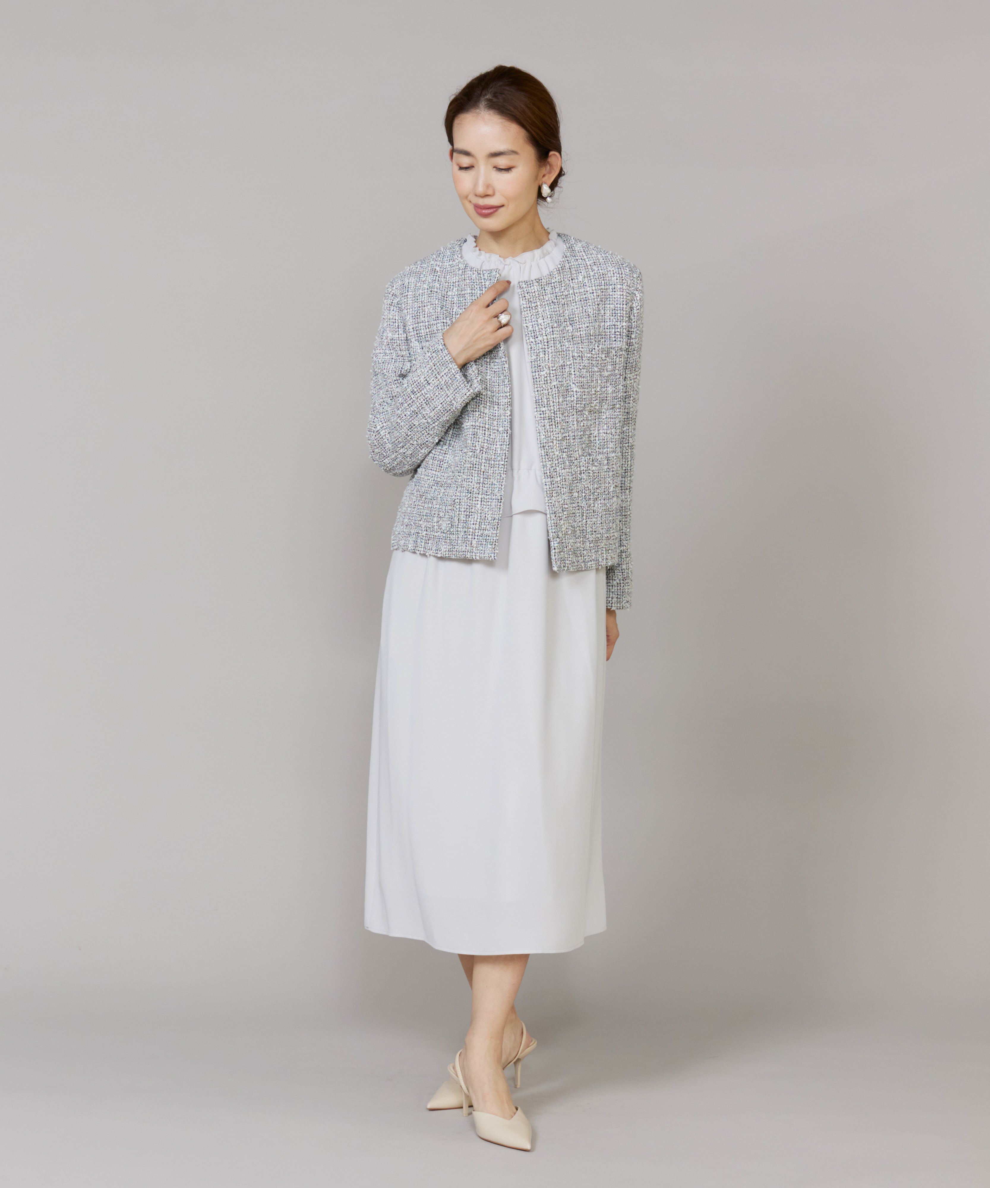 7-IDconcept.「《大きいサイズ》 ペプラムギャザーワンピース」|ワンピース|