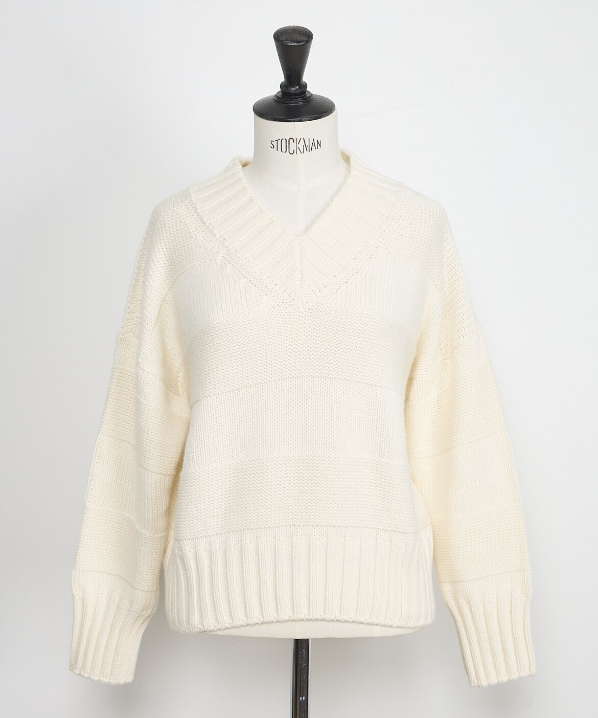 INED「CASHEART カシミヤ編地変化バルキーニット」|ニット・セーター|オフホワイト1