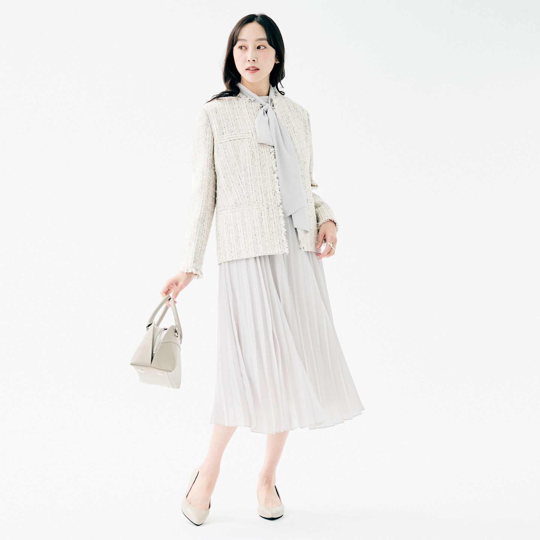 UNTITLED「【着丈長め/軽い/オンオフ使える】ファンシーツイード ジャケット」|ノーカラージャケット|