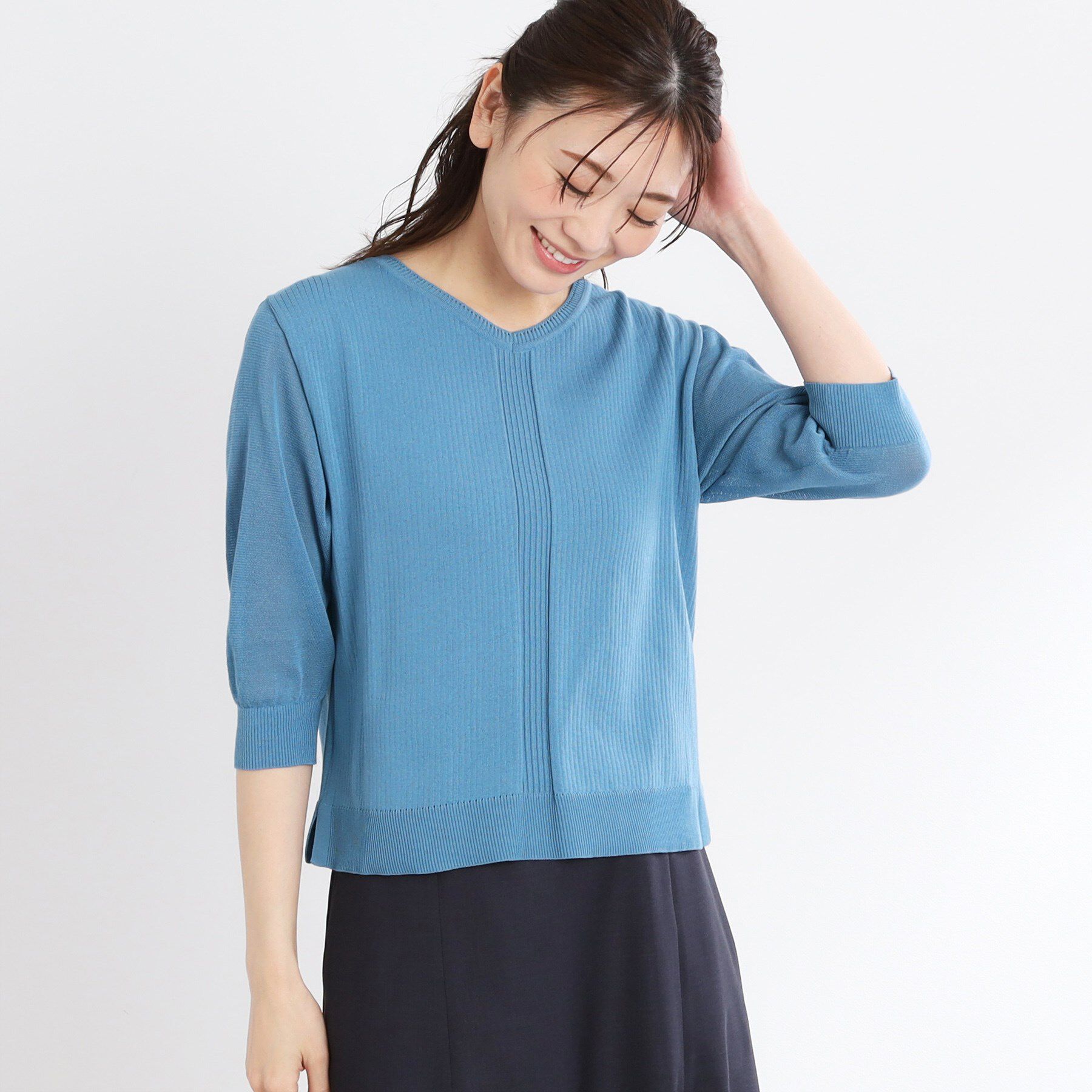 Reflect「【WEB先行カラーあり／手洗い可】透かし柄デザインニット」|ニット・セーター|