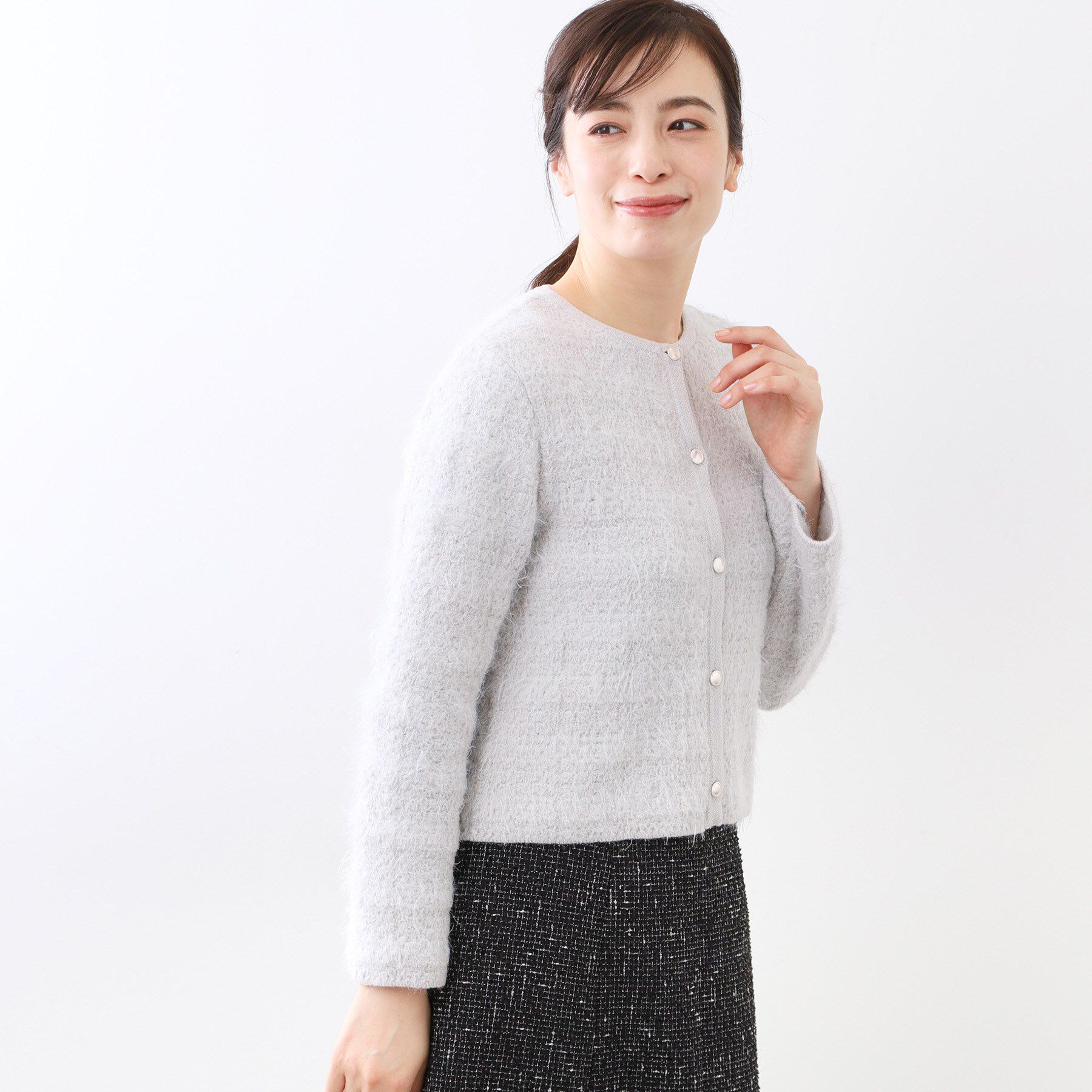 Reflect「【お食事会やお出かけに◎】ふんわりジャカード編みカーディガン」|カーディガン|