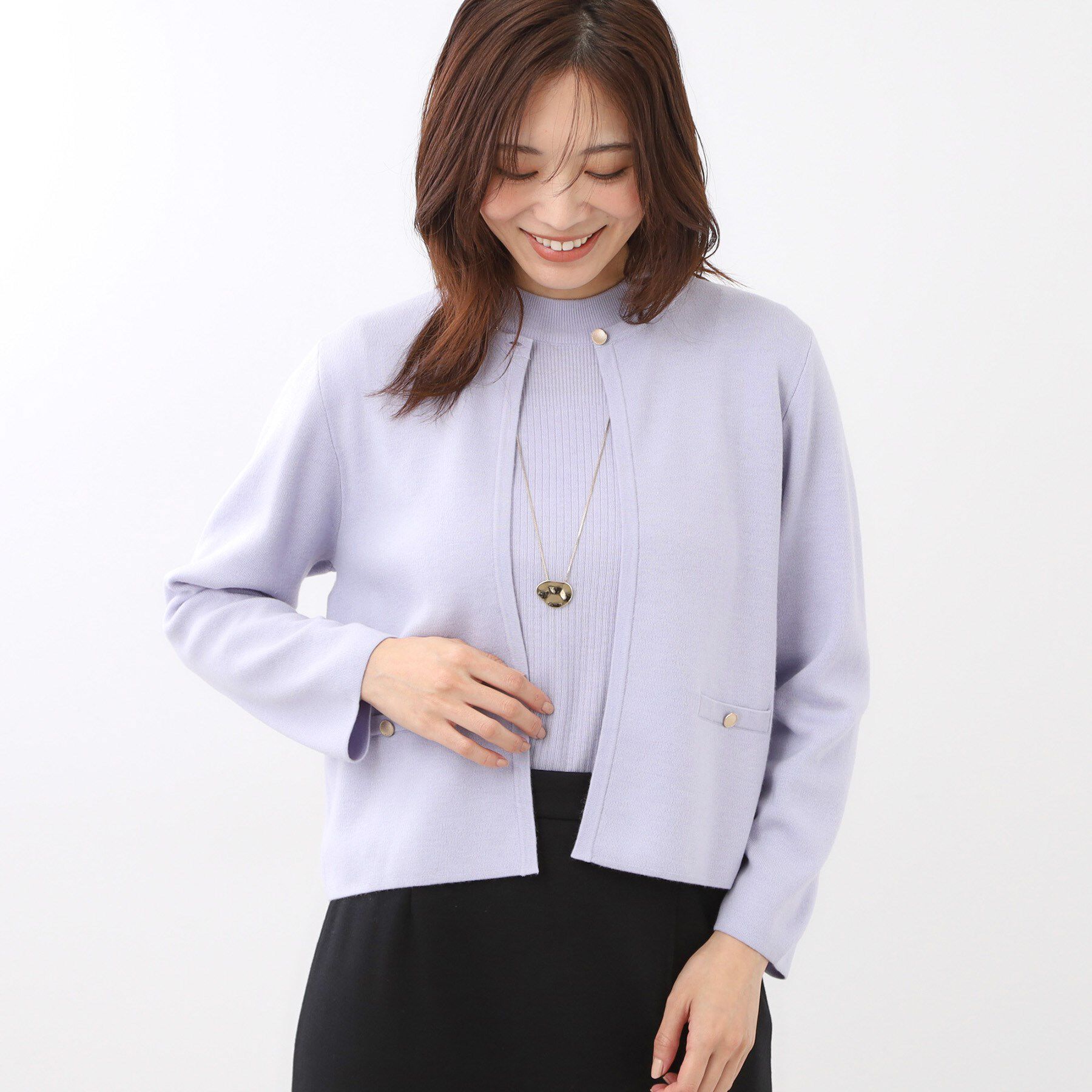 Reflect「【選べる5色／アンサンブル可】クルーネックカーディガン」|カーディガン|