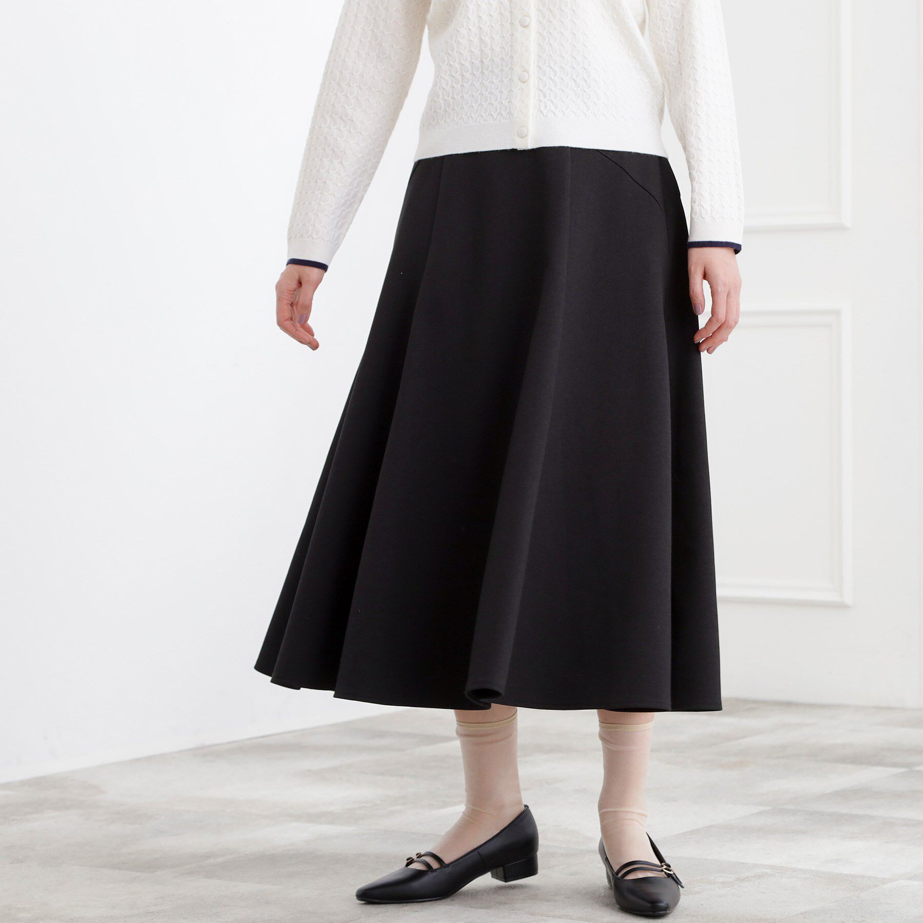 grove「ウーリッシュフレアスカート」|スカート|ネイビー(094)