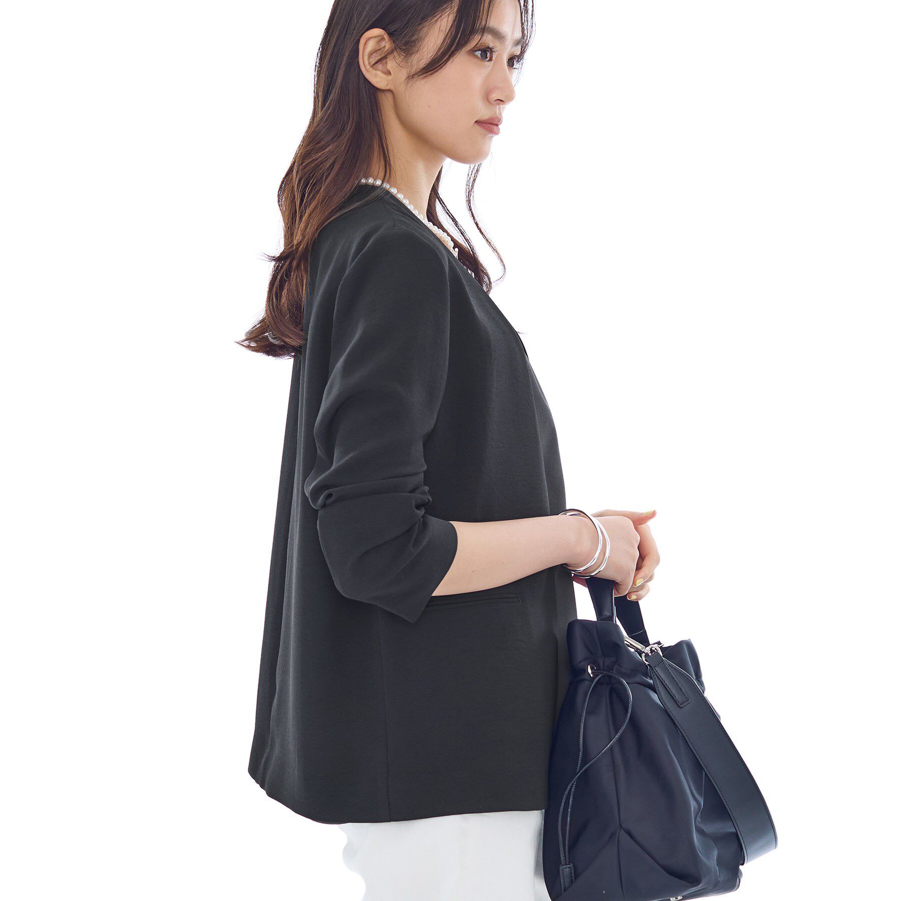 INDIVI「【洗える／UVケア】ノーカラー ナロージャケット」|スーツ|