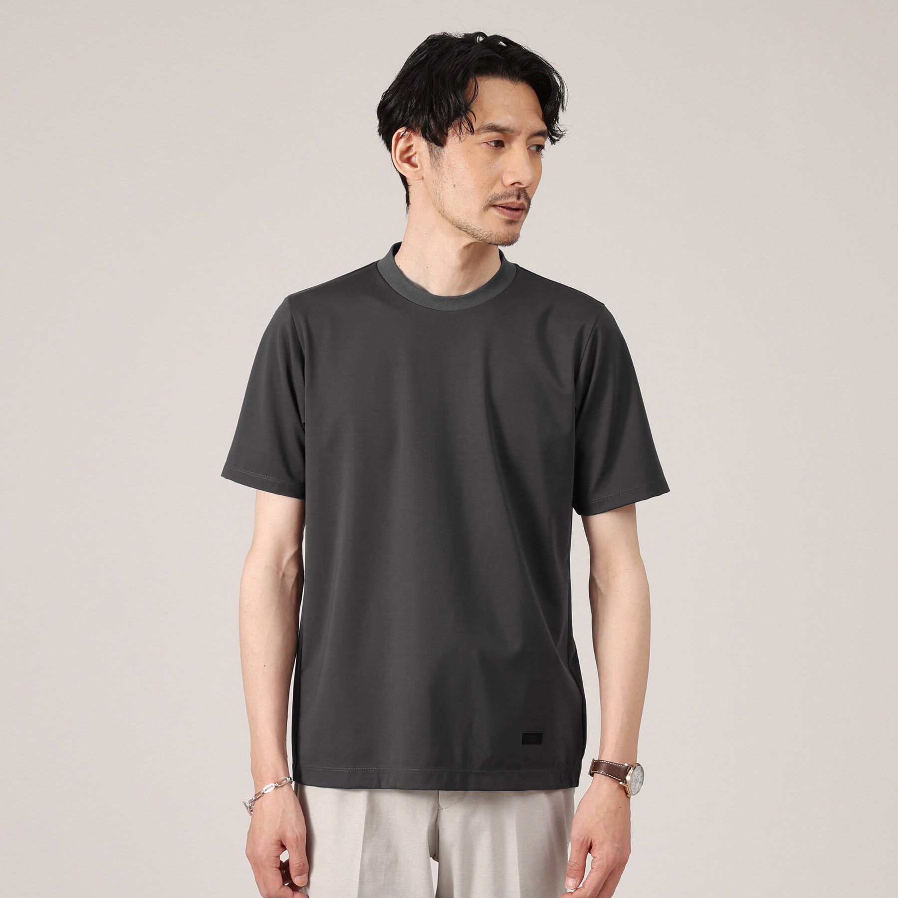 TAKEO KIKUCHI「【接触冷感】テーラード Tシャツ」|Tシャツ・カットソー|チャコールグレー(0