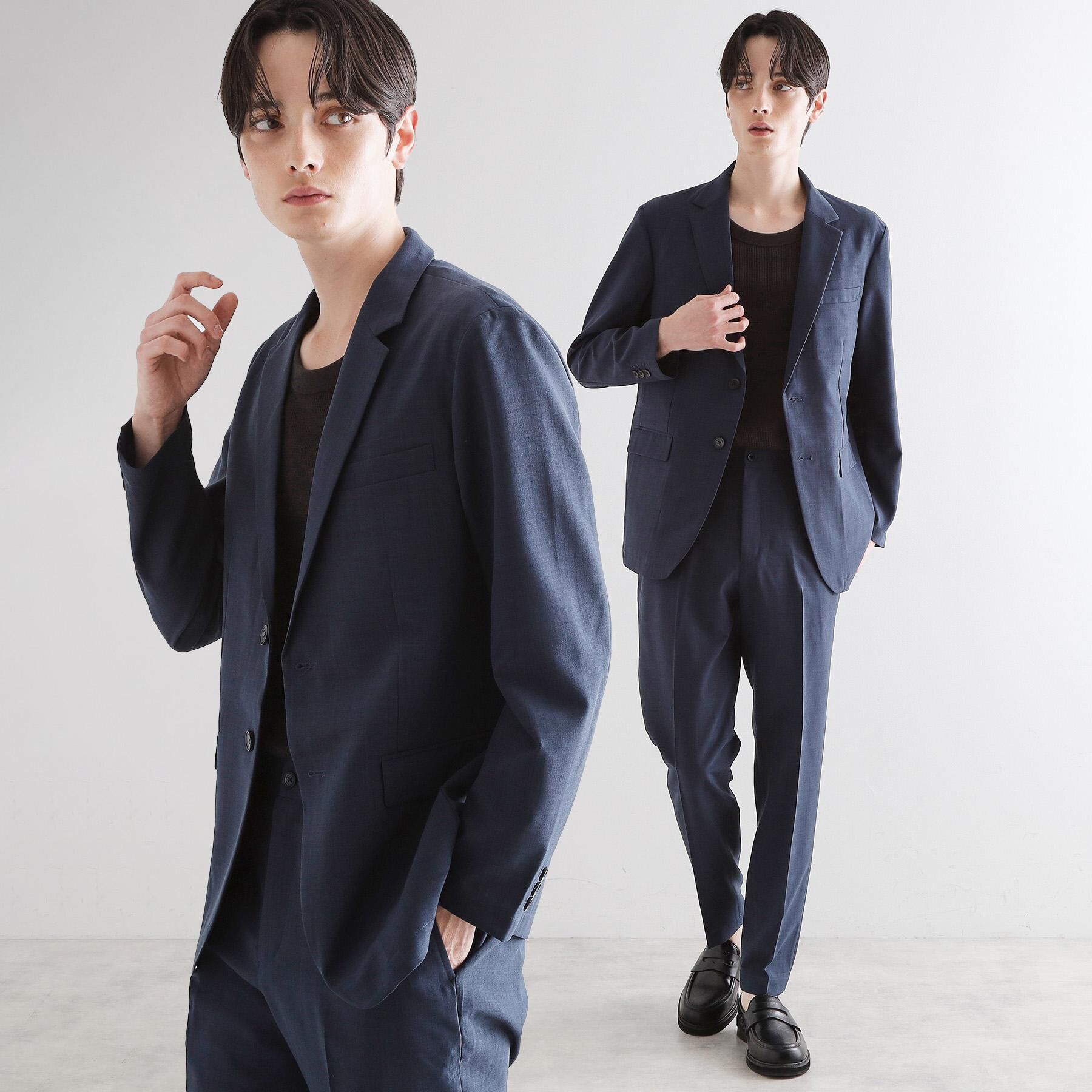 tk.TAKEO KIKUCHI「【WEB限定 マシンウォッシャブル】機能性エアリードライセットアップ/シングルジャケット&テーパード」|スーツ|ネイビー(094)