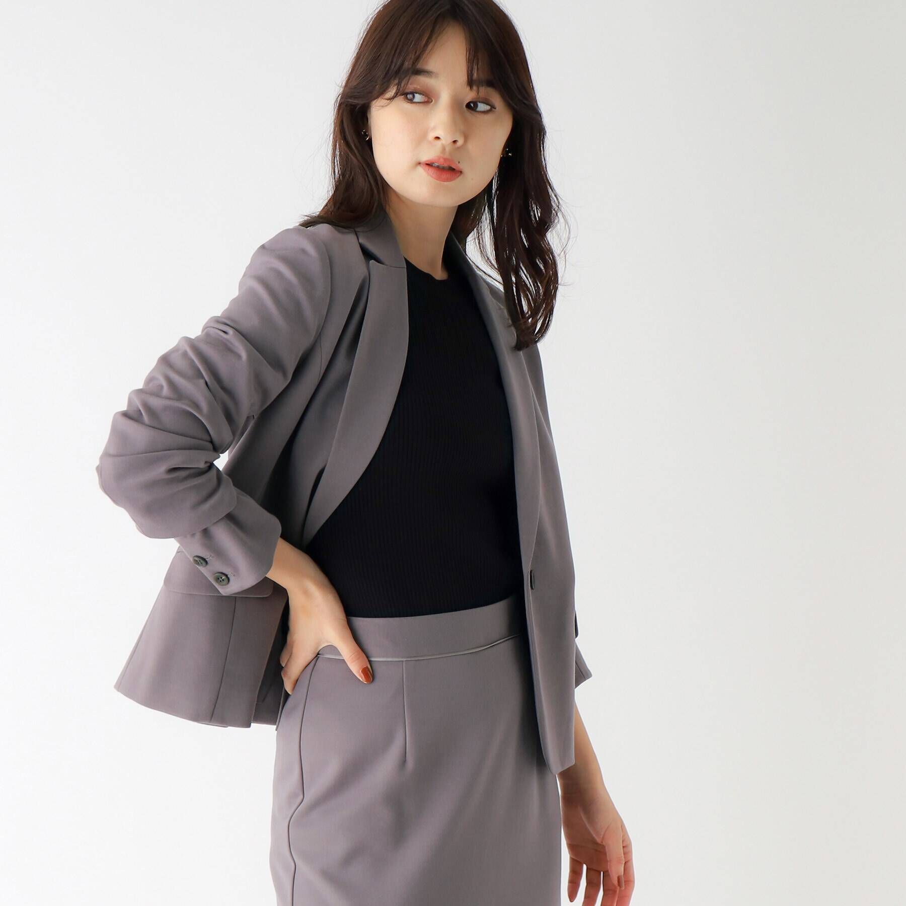 index「セットアップ対応　DELEGANT ポンチジャケット【WEB限定サイズ/洗える】」|テーラードジャケット|チャコールグレー(0