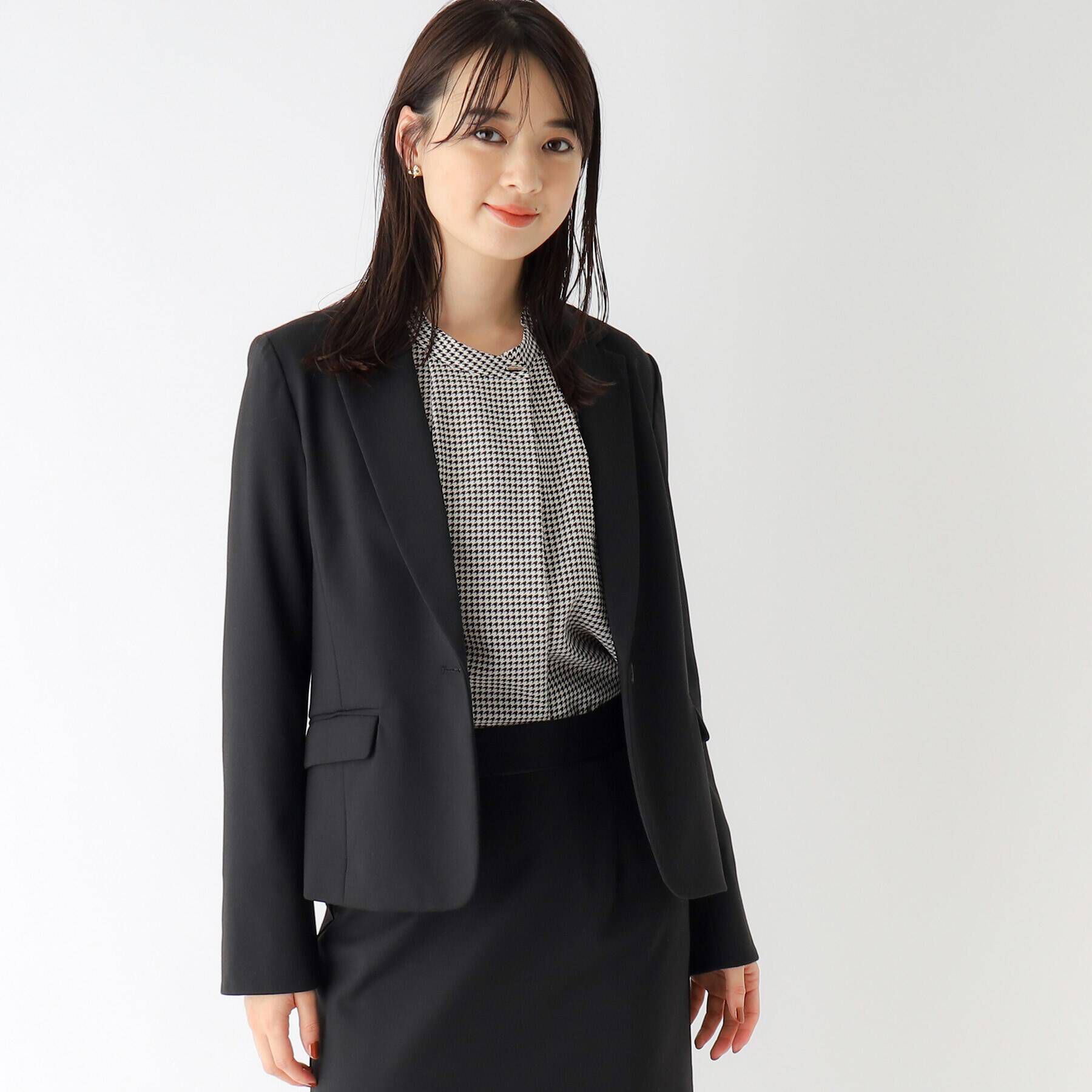 index「セットアップ対応　DELEGANT ポンチジャケット【WEB限定サイズ/洗える】」|テーラードジャケット|ブラック(019)